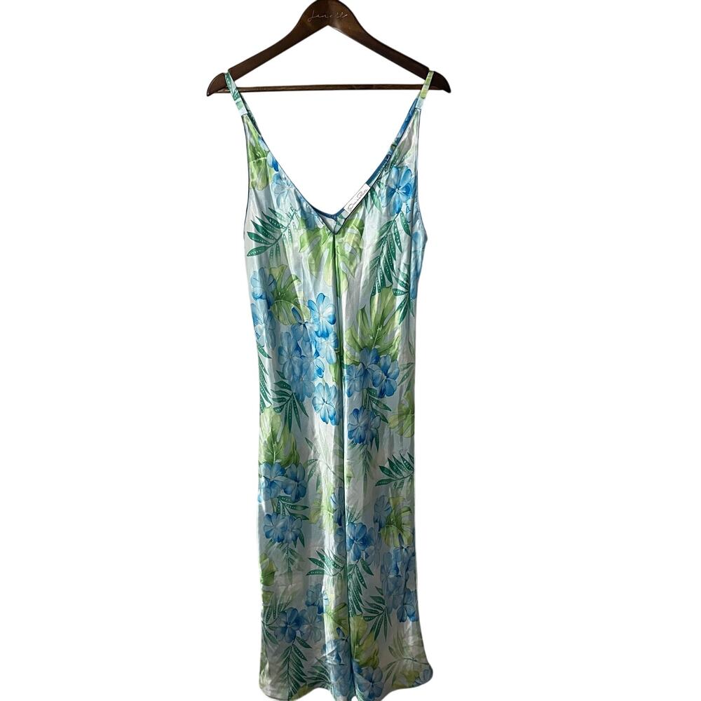 Vintage Oscar De La Renta Pink Label Silky Slip Dress Night Gown Floral Size S-M